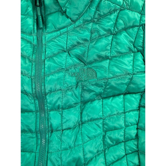 The North Face Thermoball Puffer Jacket Women XL Teal Green Quilted Full Zip - Picture 4 of 14